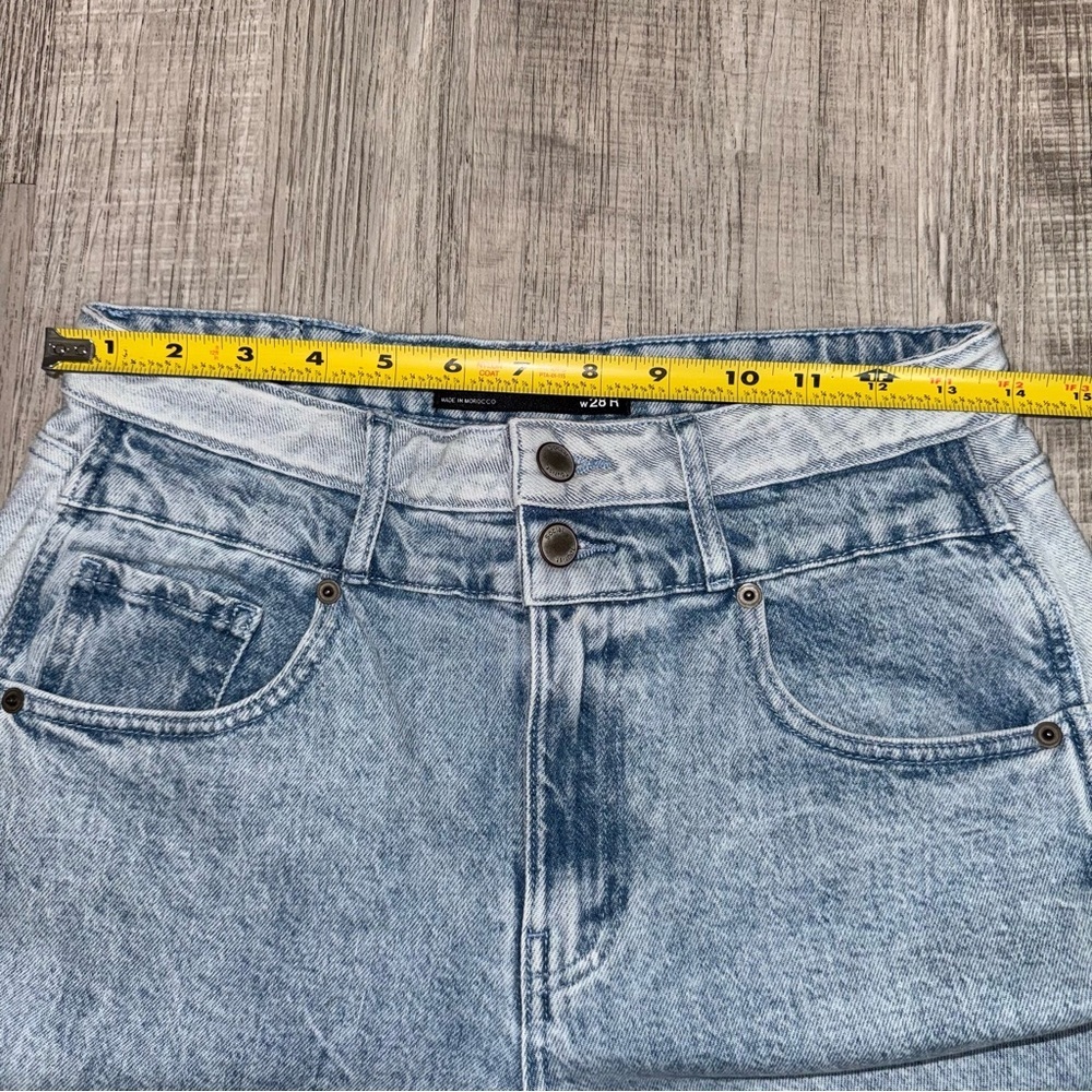 Social Tourist W28R  Two-Tone Ultra High Rise Flare Jeans Contrast Wash Denim - Picture 7 of 14